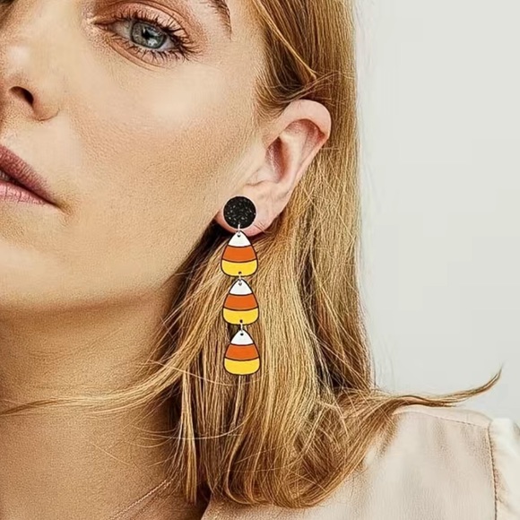 Candy Corn Dangle Earrings - Picture 6 of 6